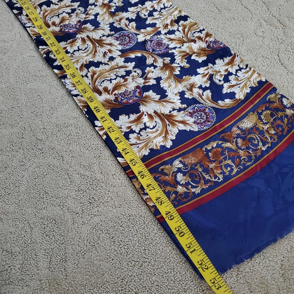 Christian Dior Reversible Paisley And Blue Silk Wool Scarf